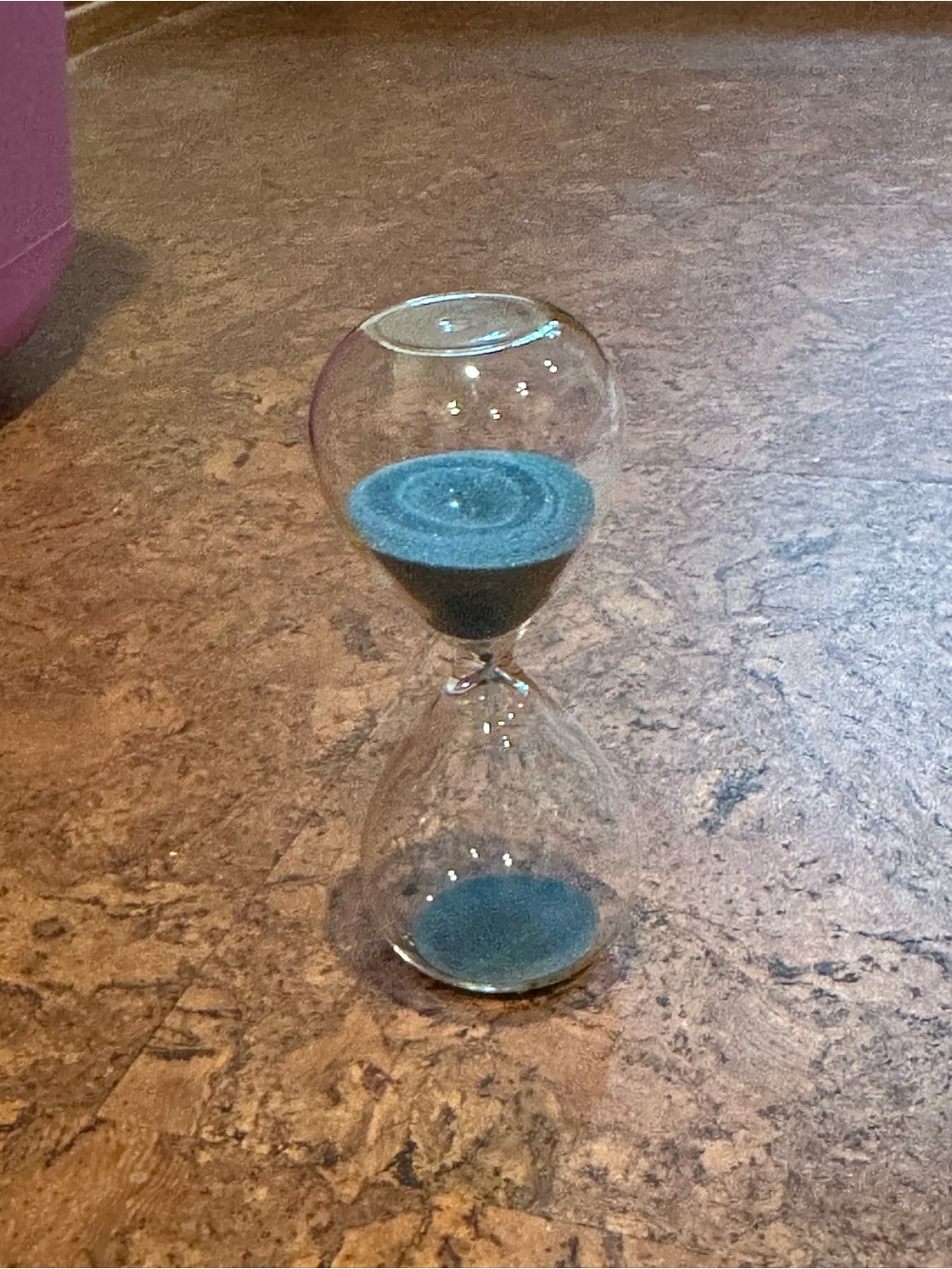 Glass Hourglass Sand Timer with Teal Sand